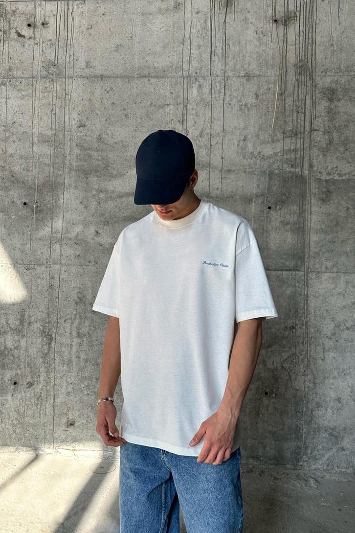 Palm Baskılı Ekru Oversize Tişört