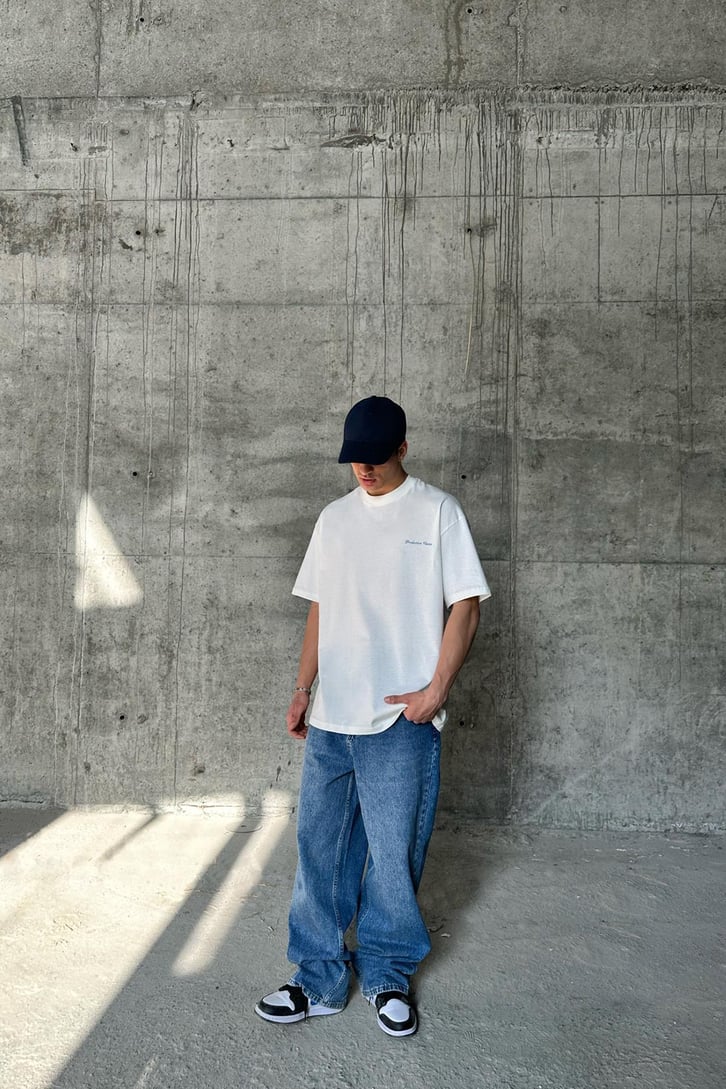 Palm Baskılı Ekru Oversize Tişört