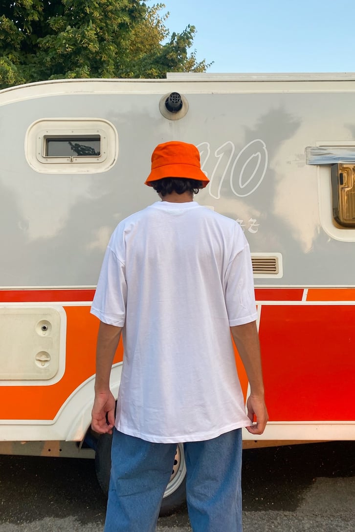 Palm Eye Baskılı Beyaz Oversize Tshirt