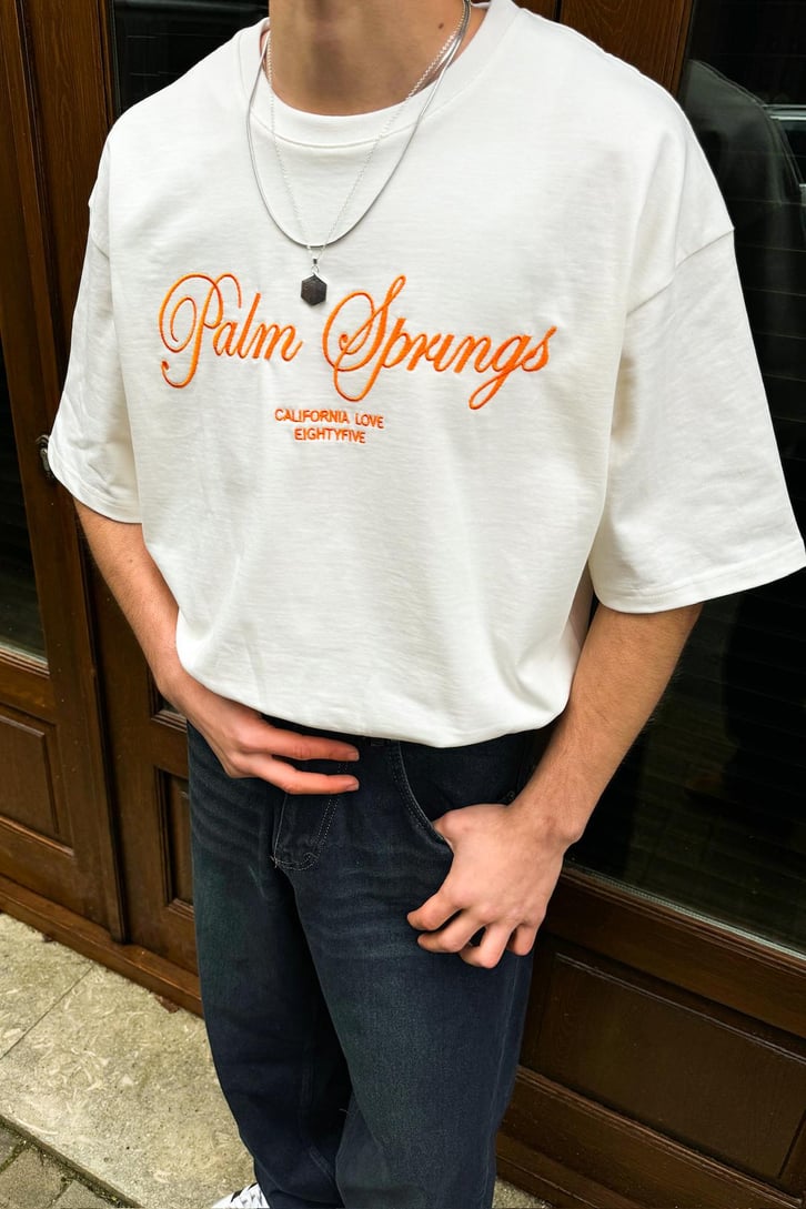 Palm Springs Nakışlı Oversize Tişört