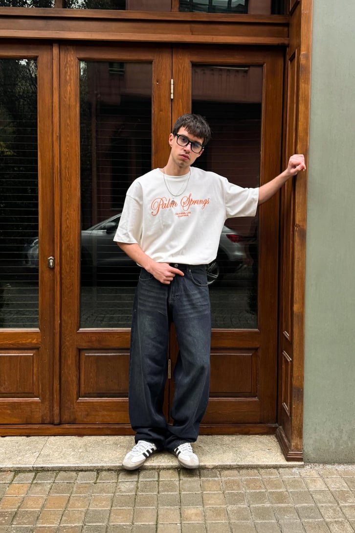 Palm Springs Nakışlı Oversize Tişört