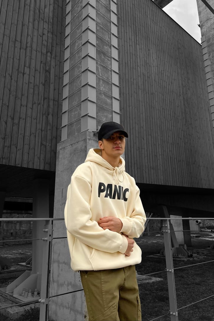 Panic Baskılı Oversize Hoodie