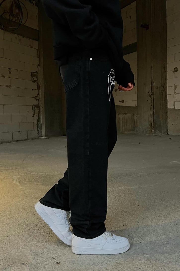 Paradise Baskılı Siyah Regular Fit Jean