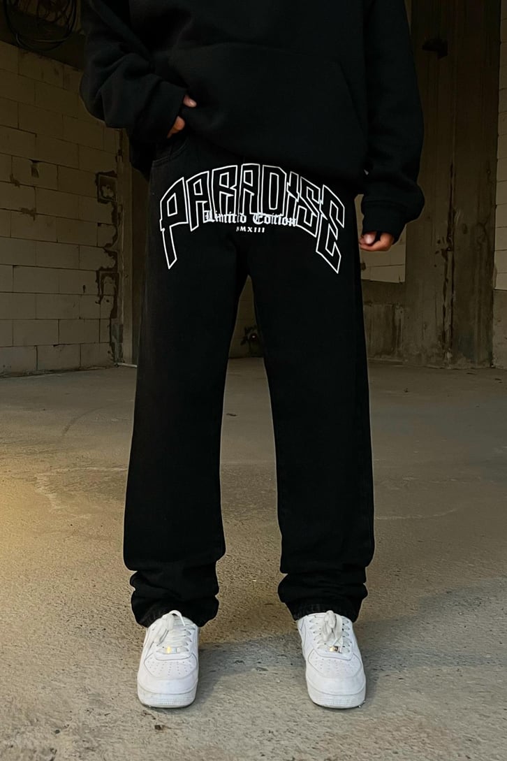 Paradise Baskılı Siyah Regular Fit Jean