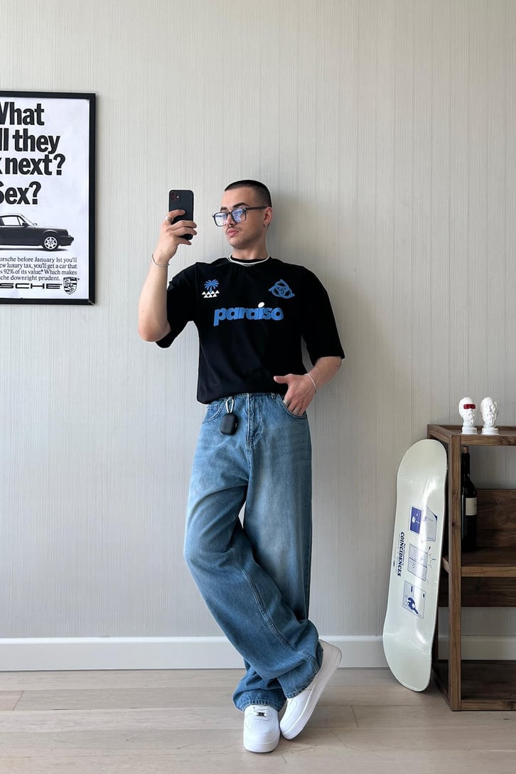 Paraiso Baskılı Oversize Tişört