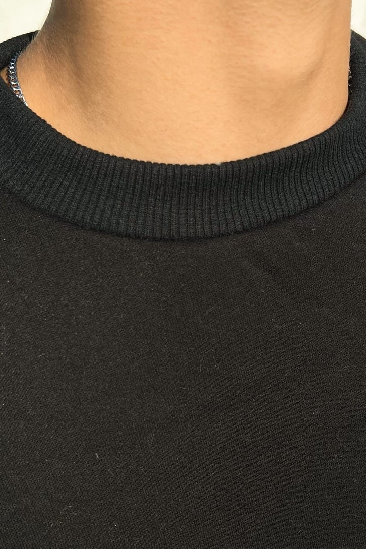 Paraşüt Kumaş Detay Siyah Oversize Sweatshirt