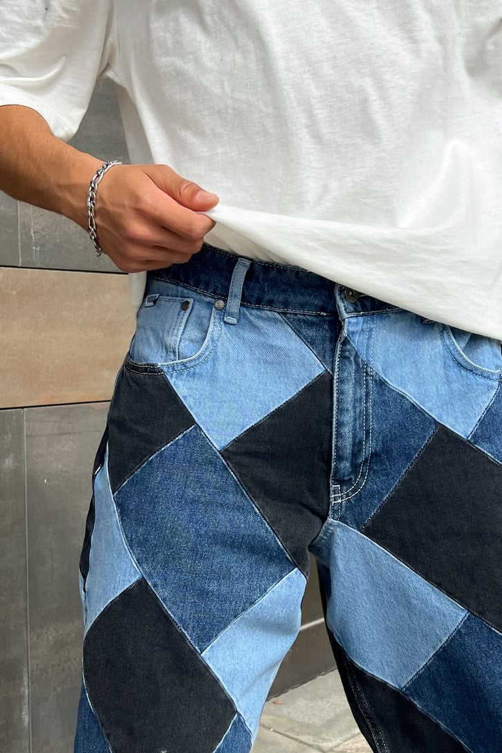 Parça Yamalı Baggy Jean