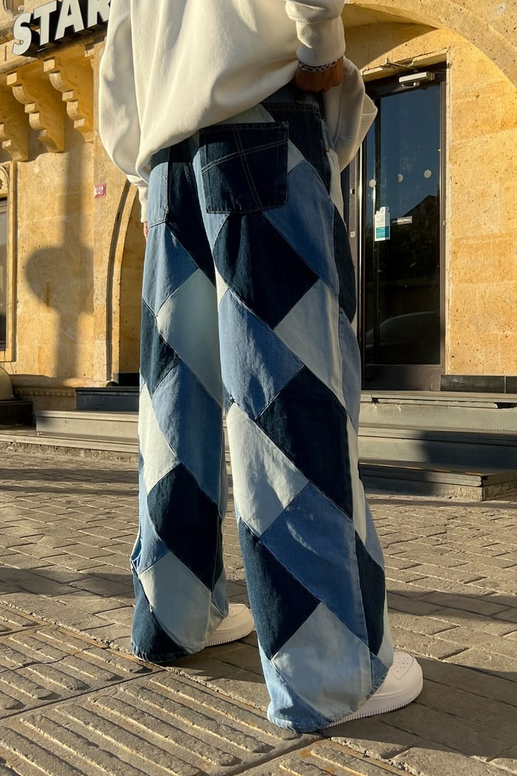 Parça Yamalı Baggy Jean