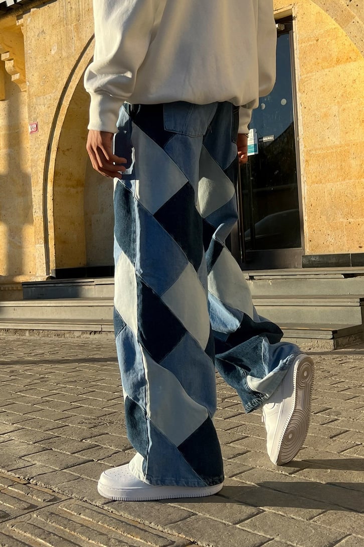 Parça Yamalı Baggy Jean