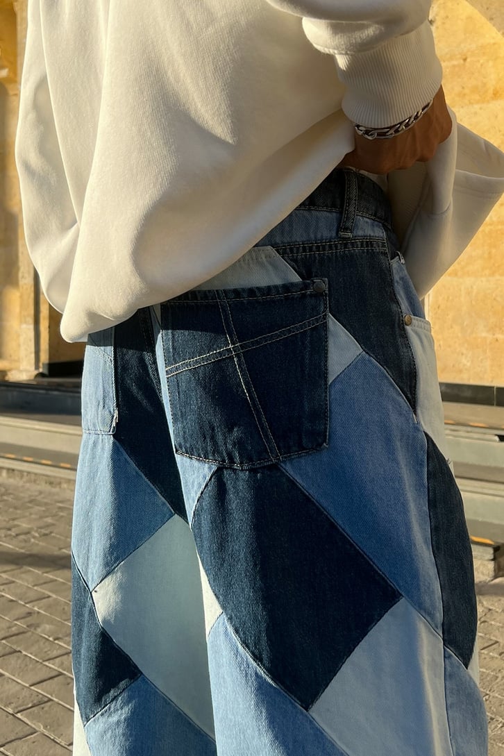 Parça Yamalı Baggy Jean