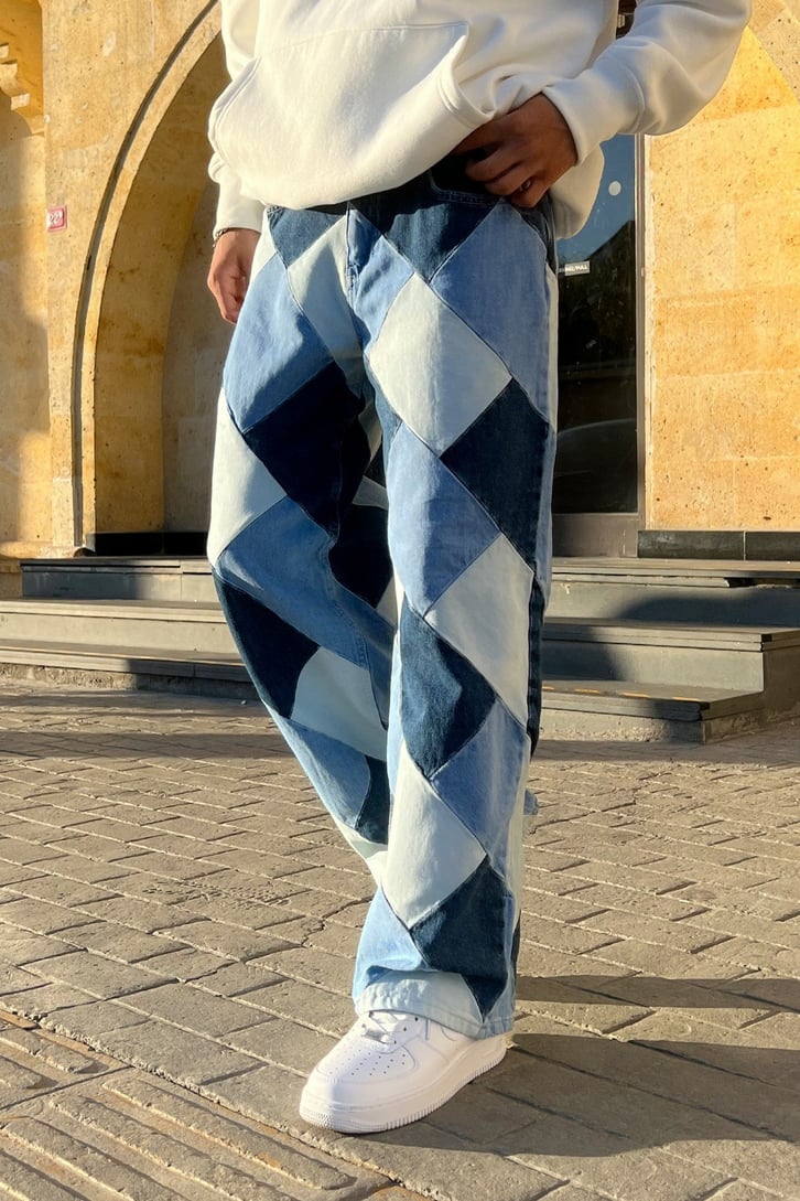 Parça Yamalı Baggy Jean