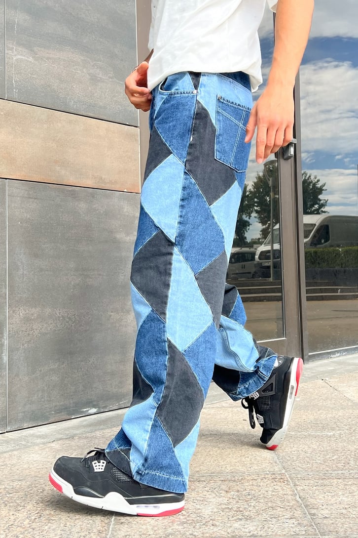 Parça Yamalı Baggy Jean