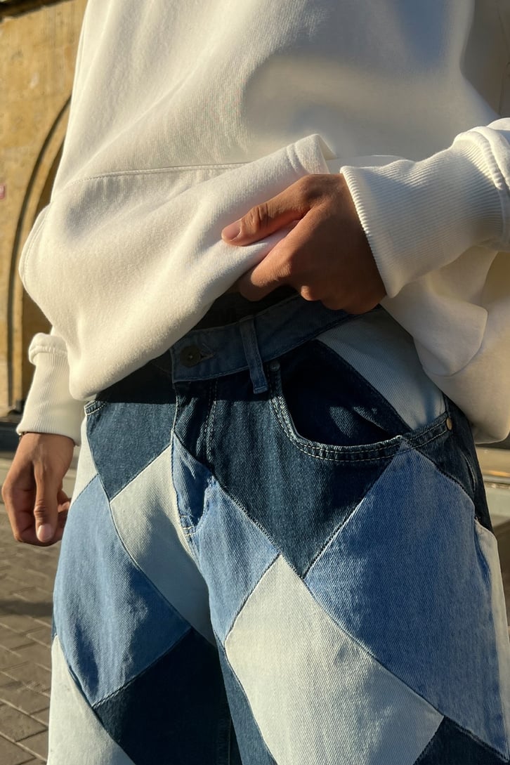 Parça Yamalı Baggy Jean