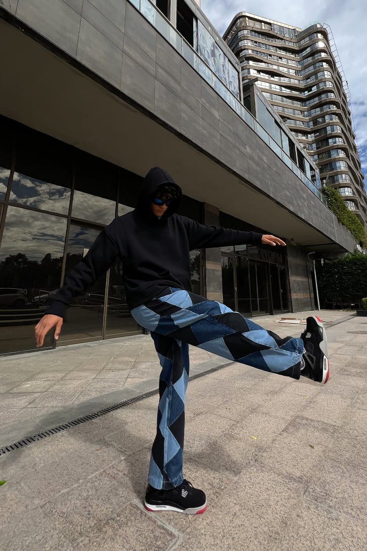 Parça Yamalı Baggy Jean