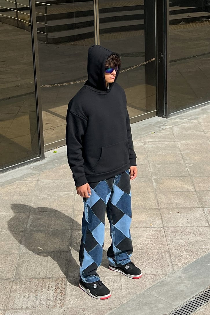 Parça Yamalı Baggy Jean
