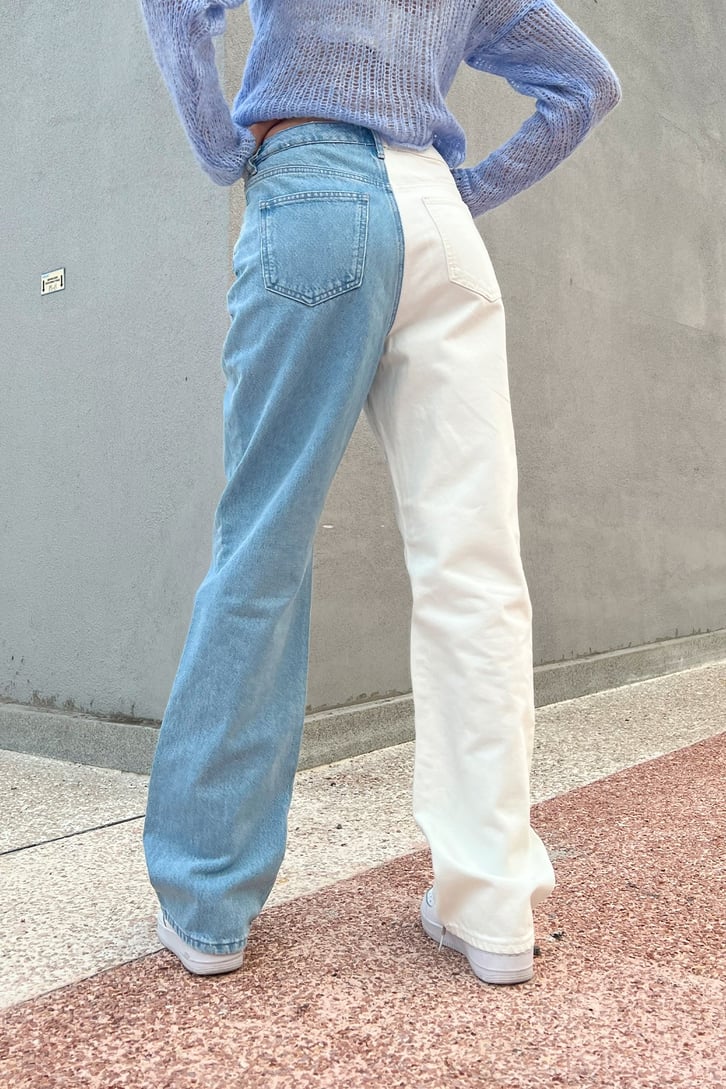 Parçalı 2 Renk Baggy Jean
