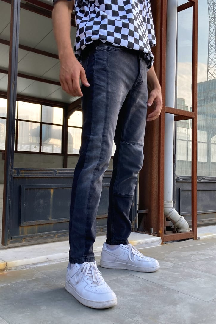 Parçalı Antrasit Skinny Jean