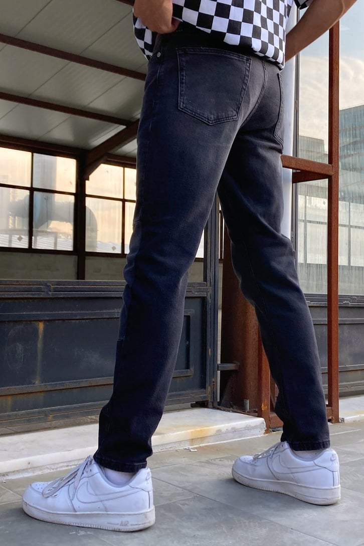 Parçalı Antrasit Skinny Jean
