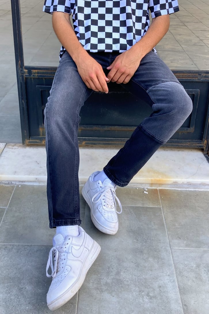 Parçalı Antrasit Skinny Jean