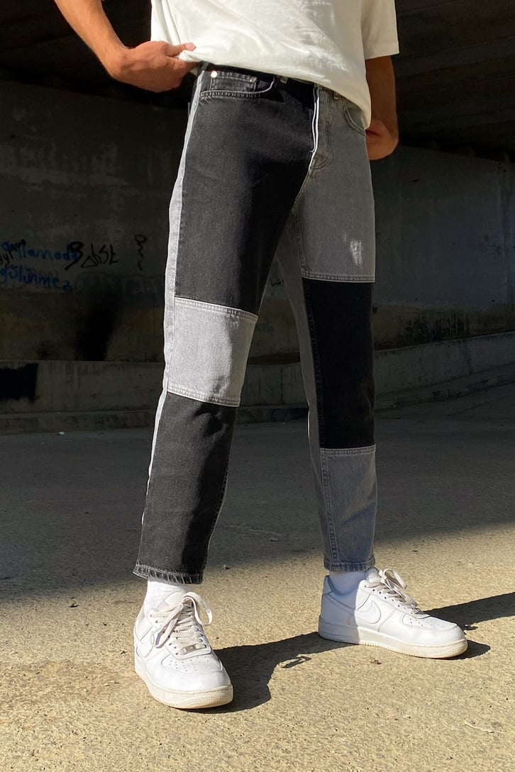 Parçalı Antrasit Skinny Jean