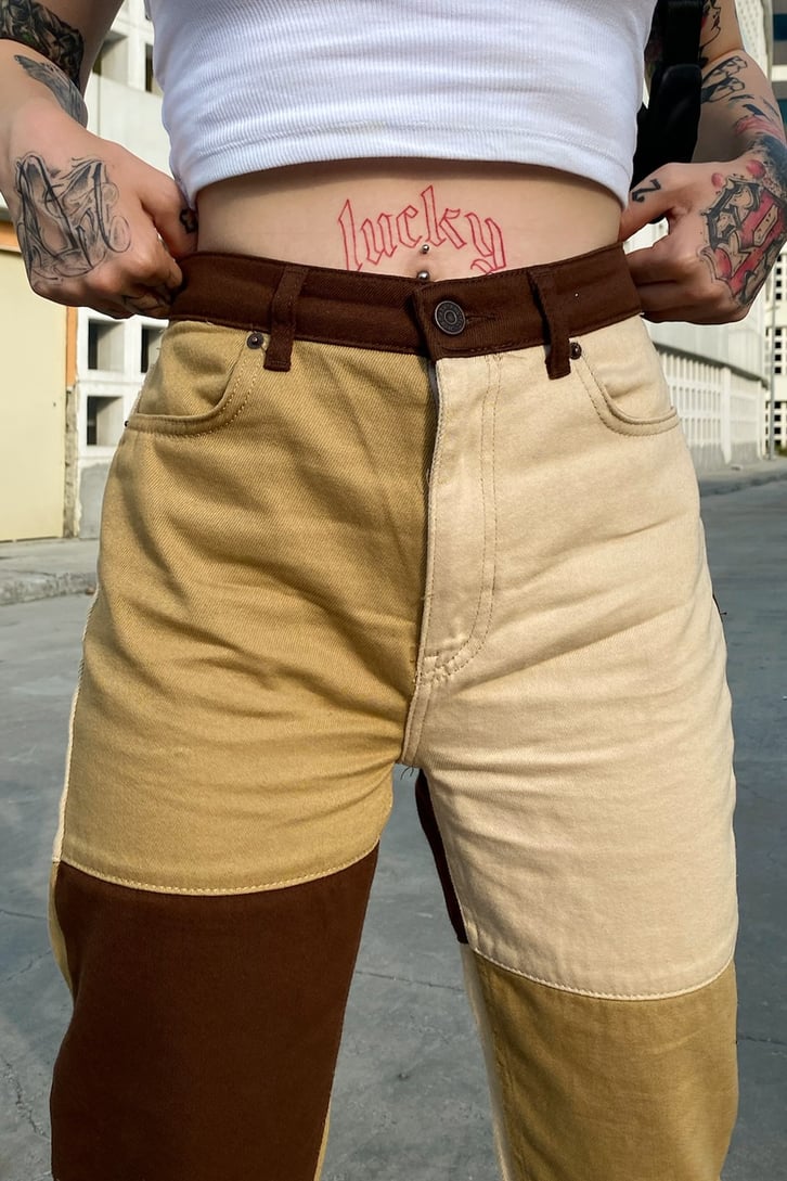 Parçalı Baggy Jean