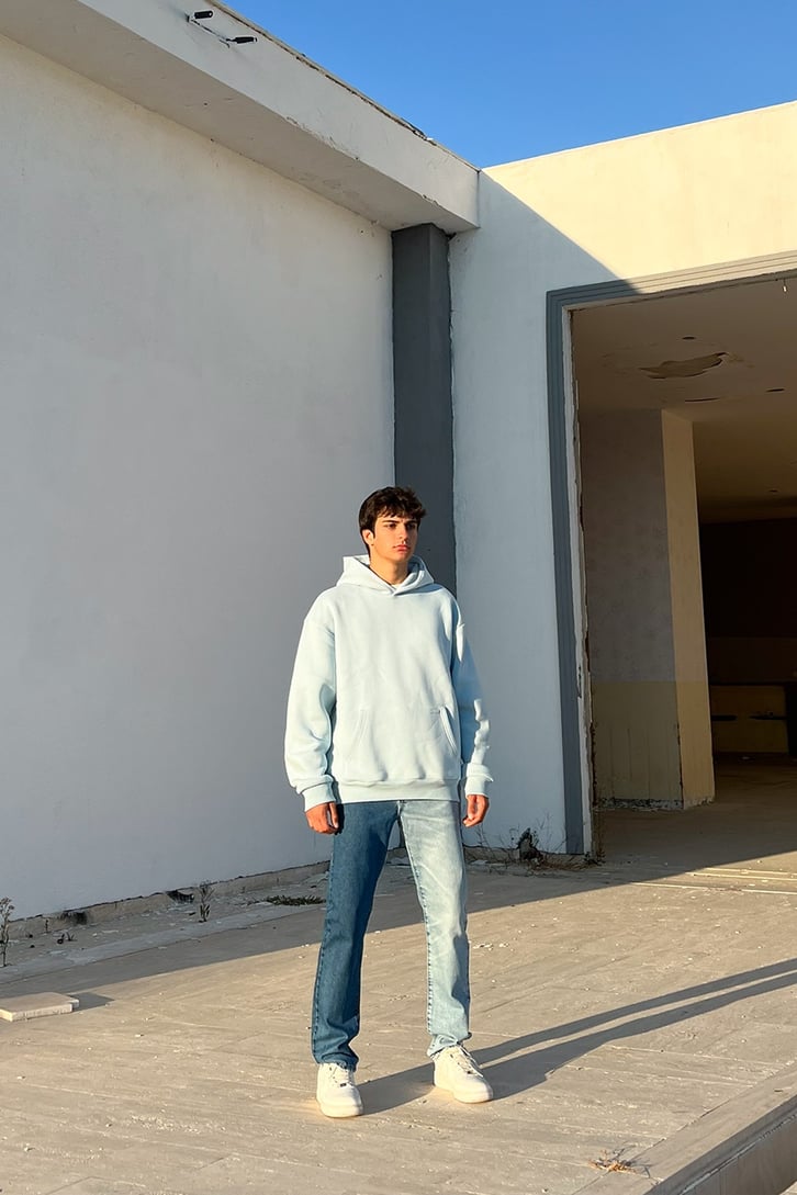 Parçalı Mavi Regular Fit Jean