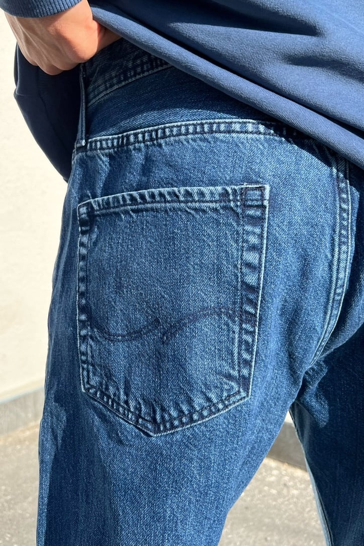 Parçalı Mavi Regular Fit Jean