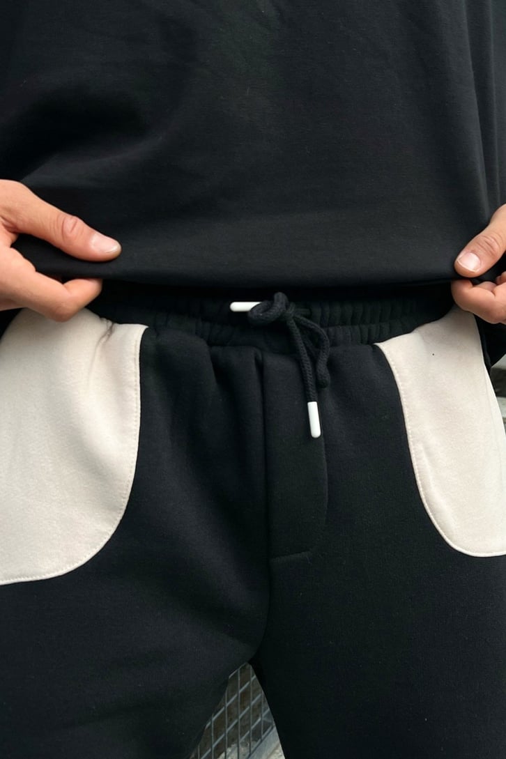 Parçalı Siyah Jogger Fit Eşofman