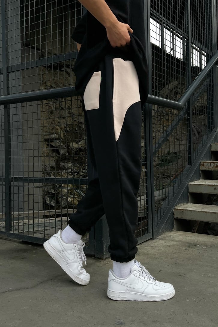 Parçalı Siyah Jogger Fit Eşofman