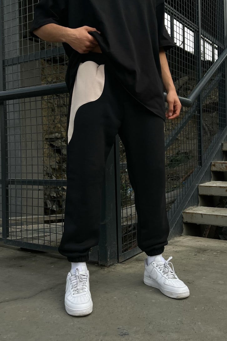Parçalı Siyah Jogger Fit Eşofman