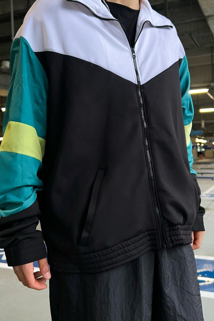 Parçalı Siyah Zipper Ceket