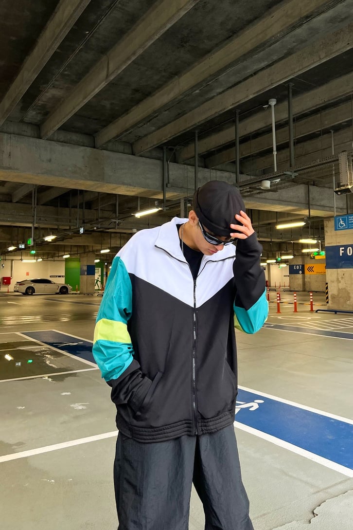 Parçalı Siyah Zipper Ceket