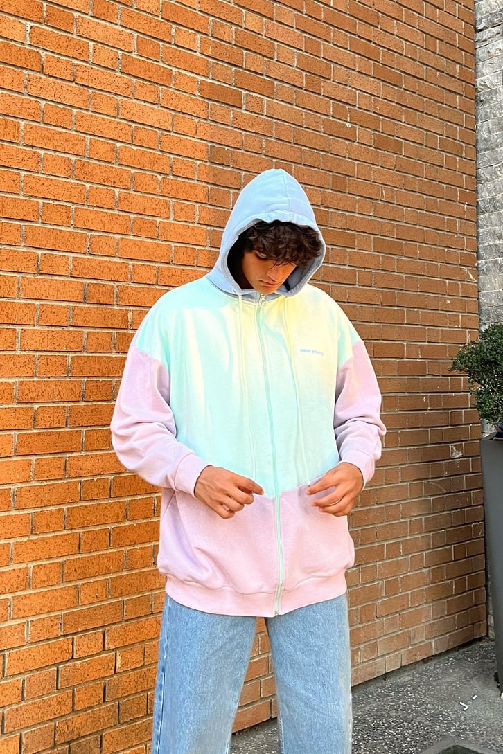 Parçalı Soft Color Zip Oversize Sweatshirt