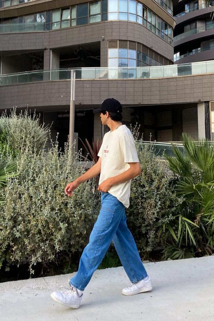 Paris Fr Baskılı Krem Oversize Tshirt