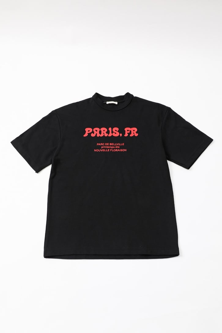 Paris Fr. Baskılı Siyah Oversize Tshirt