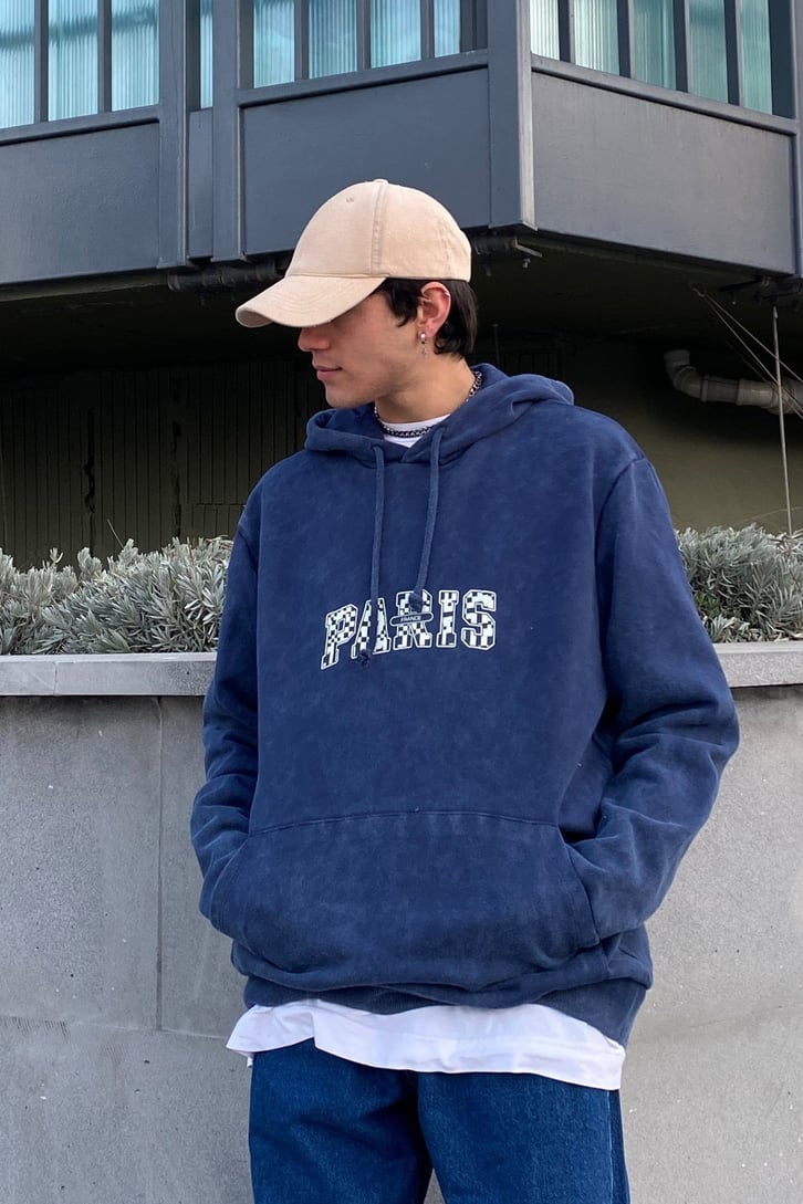 Paris Printed Oversize Washed Hoodie