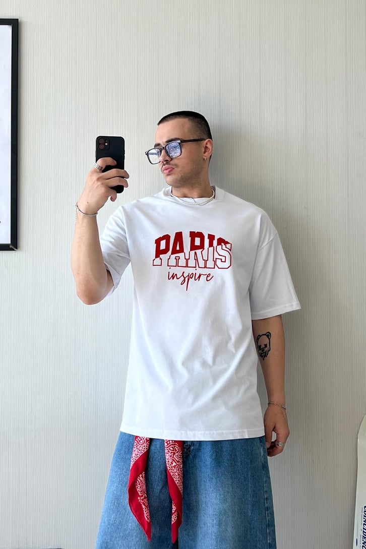 Parisian Inspire Baskılı Oversize Tişört