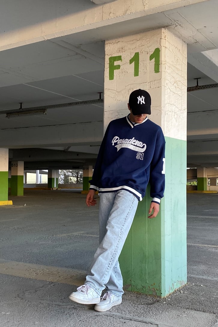 PASADENA BASKILI KOLEJ STİLİ OVERSIZE SWEATSHIRT