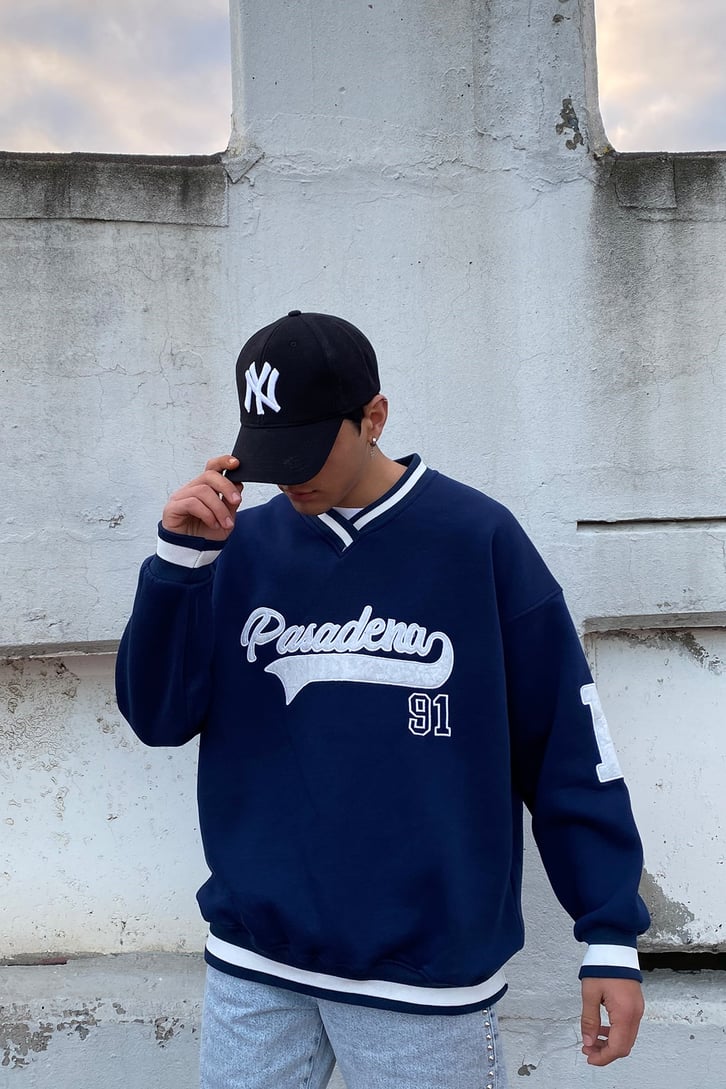 PASADENA BASKILI KOLEJ STİLİ OVERSIZE SWEATSHIRT