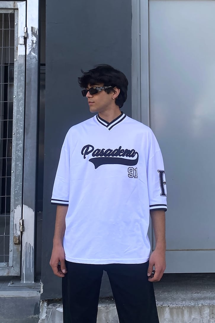 Pasadena Nakışlı Polo Yaka Oversize Tshirt