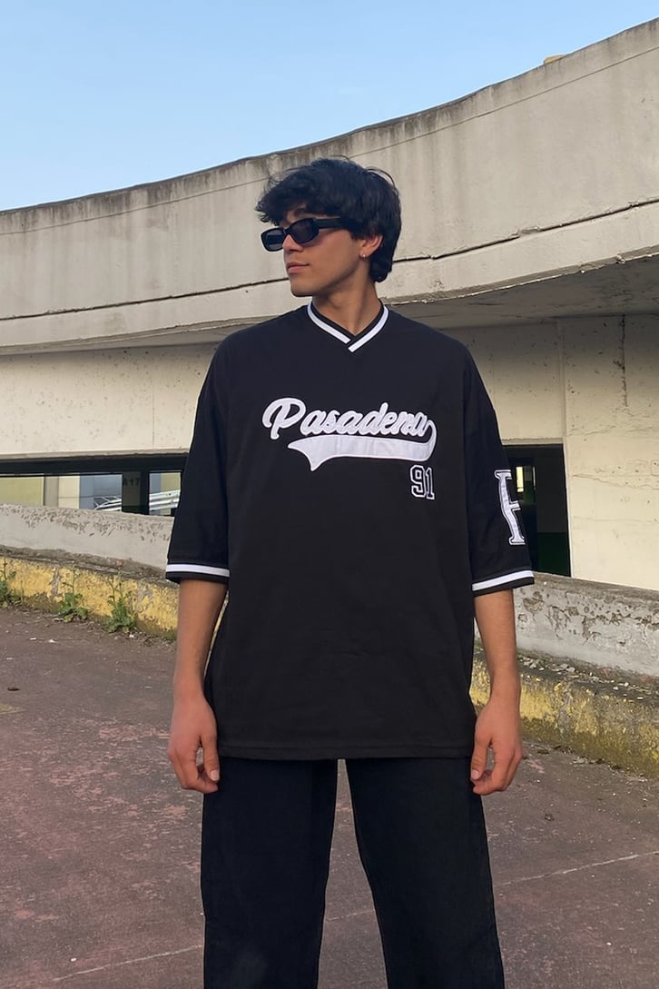 Pasadena Nakışlı Polo Yaka Oversize Tshirt