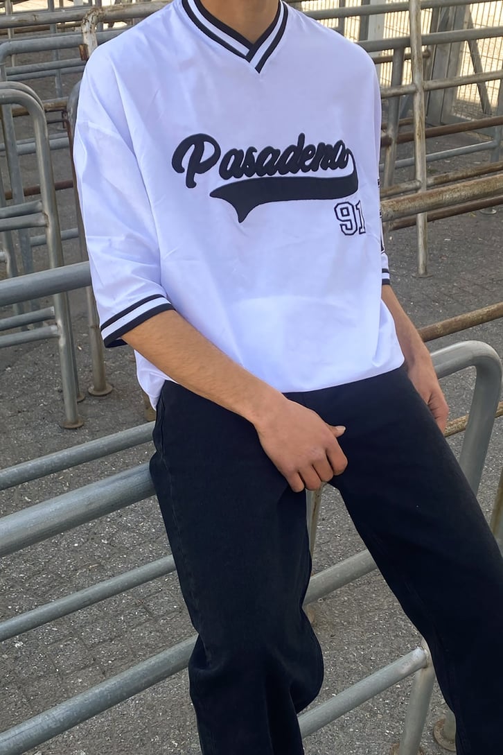 Pasadena Nakışlı Polo Yaka Oversize Tshirt