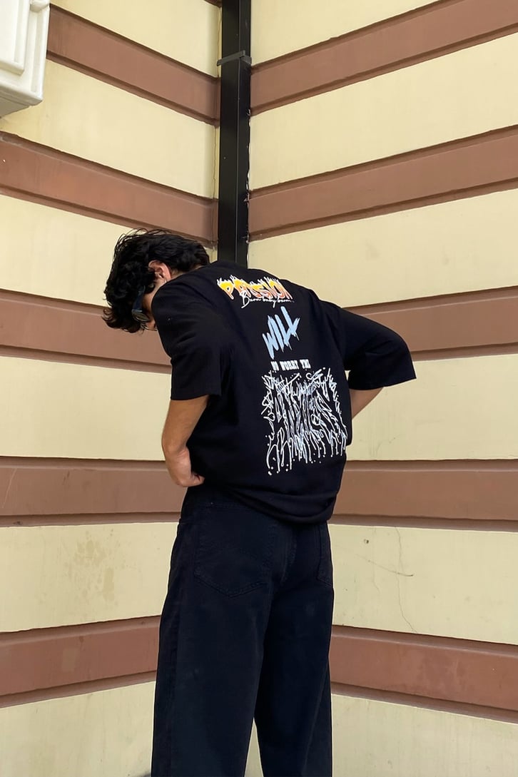 Passion Will Baskılı Oversize Tshirt