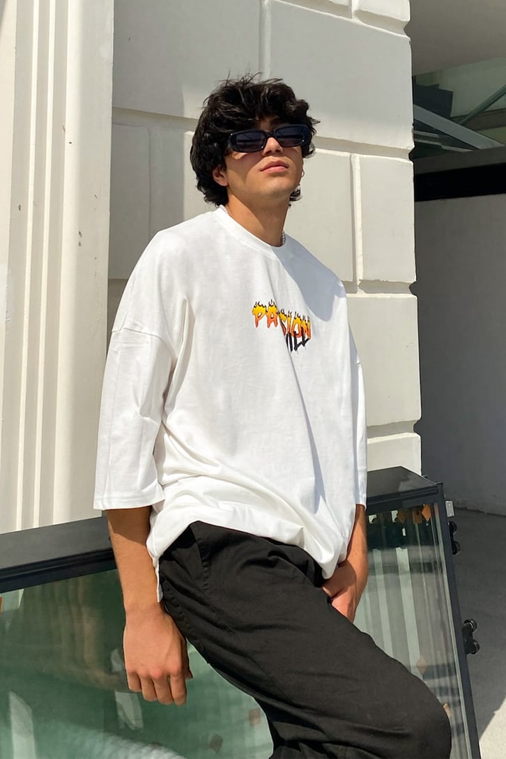 Passion Will Baskılı Oversize Tshirt