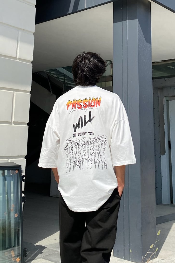 Passion Will Baskılı Oversize Tshirt