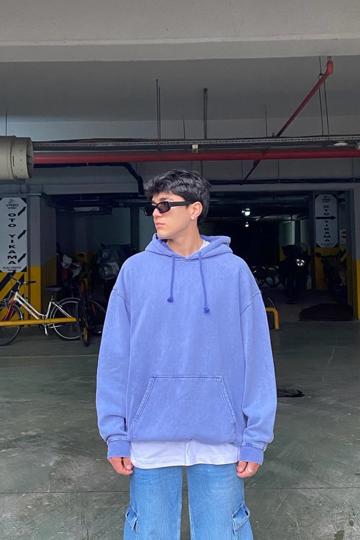 Pastel Purple Washed Oversize Hoodie