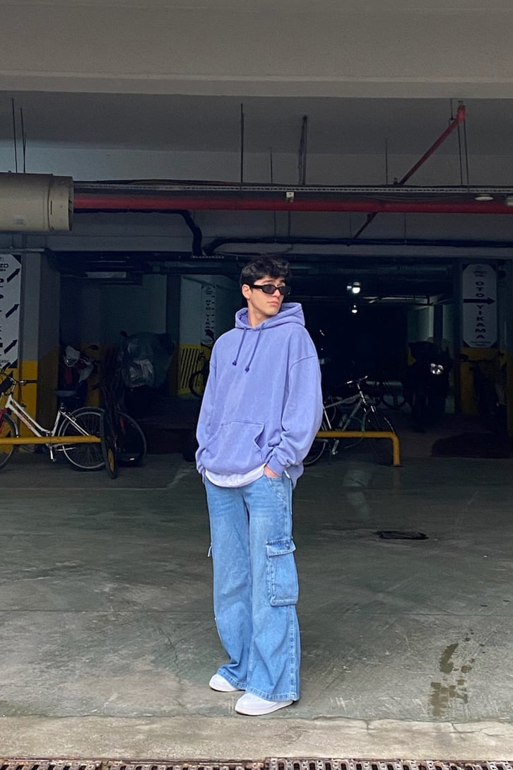 Pastel Purple Washed Oversize Hoodie