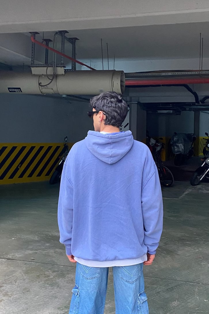 Pastel Purple Washed Oversize Hoodie