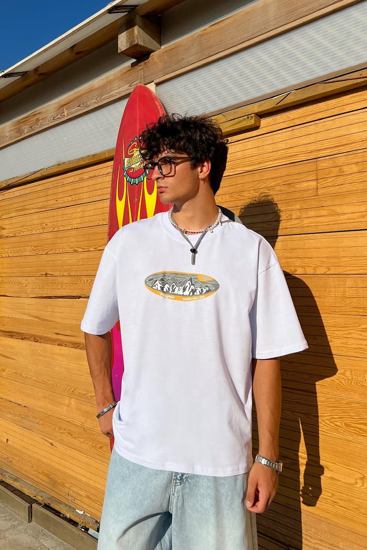 Patagonia Mountain Basklı Oversize Tişört
