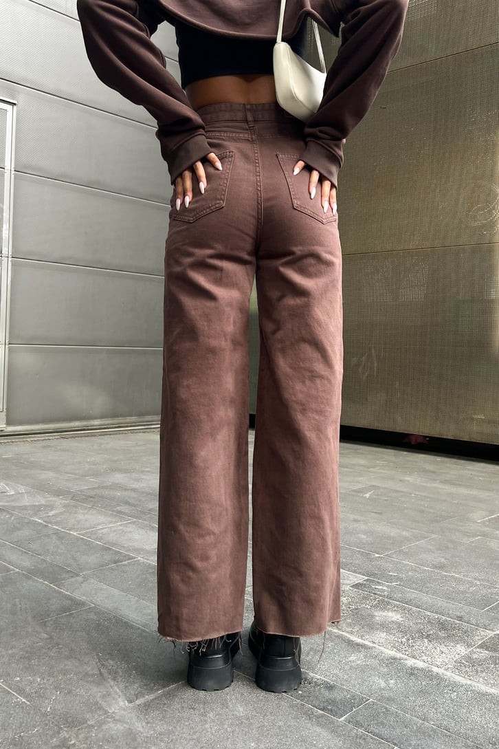 Patch Detay Kahverengi Baggy Jean